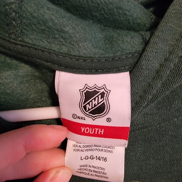 Minnesota Wild Hockey Hoodie Youth Boy Large Green Red NHL - Picture 2 of 3